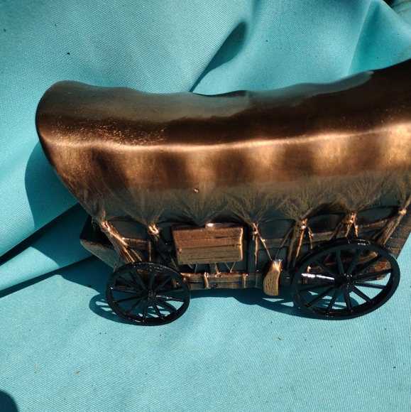 Vintage Bronze Covered Wagon Coin Bank - Picture 5 of 5